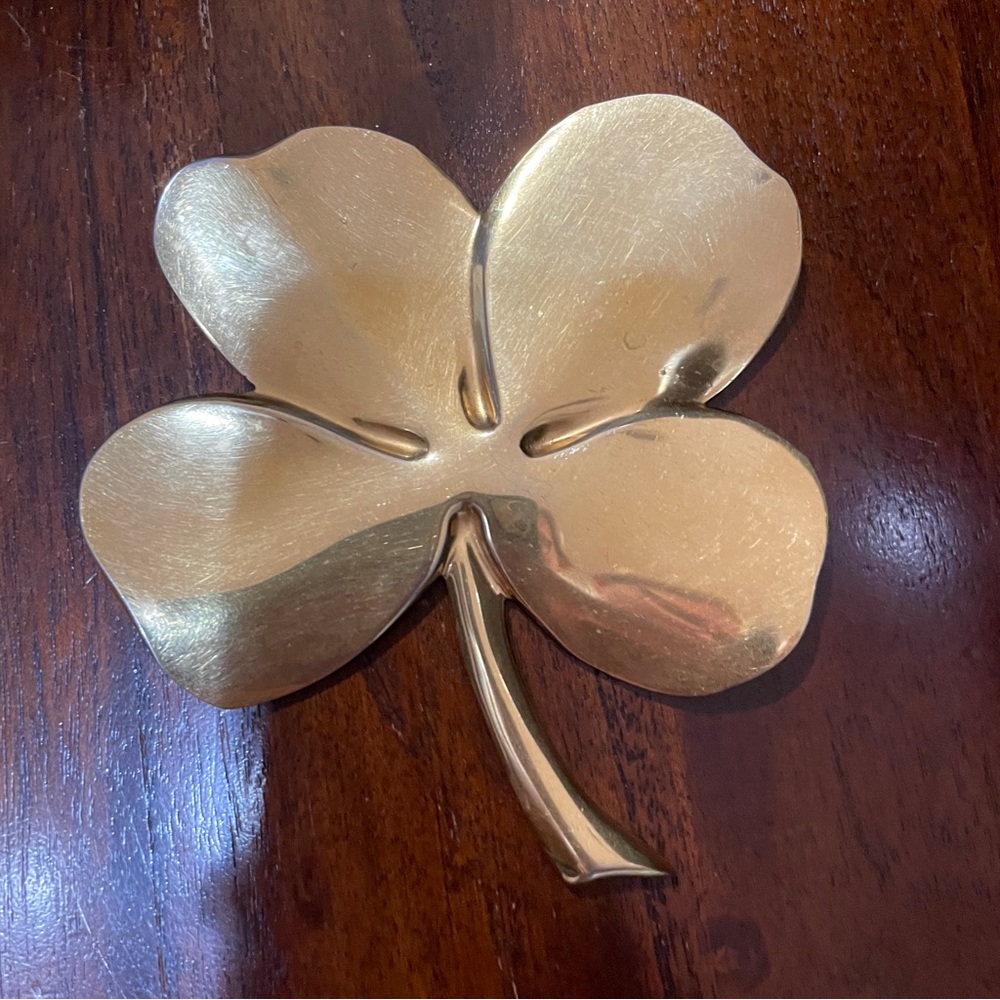 Vintage Gerity 1984 Four Leaf Clover Lucky Shamrock 24K Gold-Plated Paperweight